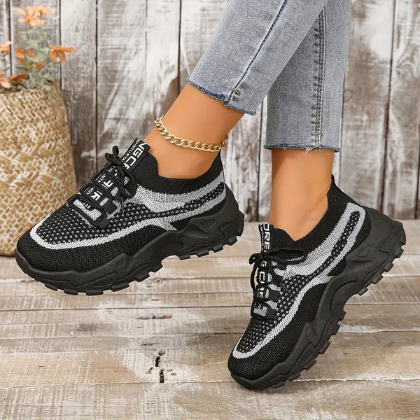 Breathable Lace-Up Platform Sneakers: Lightweight Comfort