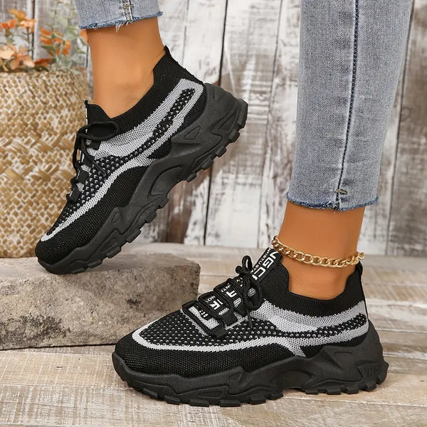 Breathable Lace-Up Platform Sneakers: Lightweight Comfort